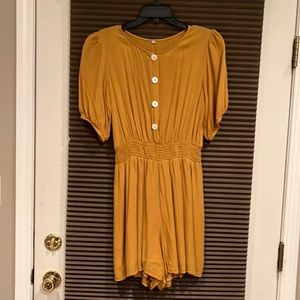ROMPER - Med - Gold/Mustard - Lightweight Linen